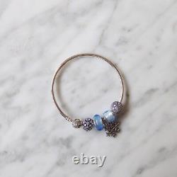 Pandora Silver And Blue Charms Bangle Set