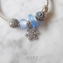 Pandora Silver And Blue Charms Bangle Set