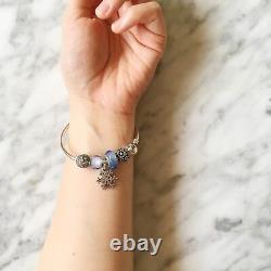 Pandora Silver And Blue Charms Bangle Set