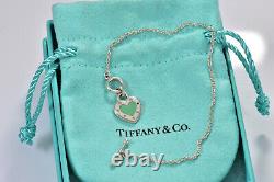 Please Return To Love Tiffany & Co Silver Blue Enamel Heart Toggle 6.5 Bracelet