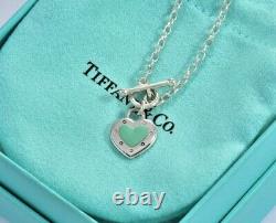 Please Return To Love Tiffany & Co Silver Blue Enamel Heart Toggle Bracelet Rare