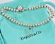 Please Return To Tiffany & Co Silver Blue Enamel Heart Charm Bead 6.75 Bracelet