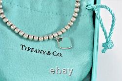 Please Return To Tiffany & Co Silver Blue Enamel Heart Charm Bead 7 Bracelet