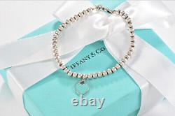 Please Return To Tiffany & Co Silver Blue Enamel Heart Charm Bead 7 Bracelet