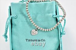 Please Return To Tiffany & Co Silver Blue Enamel Heart Charm Bead 7 Bracelet