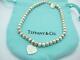 Please Return To Tiffany & Co. Silver Blue Enamel Mini Heart Bead Bracelet 7 -a
