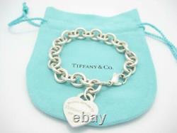 Please Return To Tiffany & Co. Sterling Blue Enamel Heart Tag Bracelet 7 1/4 -A