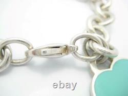 Please Return To Tiffany & Co. Sterling Blue Enamel Heart Tag Bracelet 7 1/4 -A