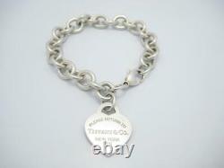 Please Return To Tiffany & Co. Sterling Blue Enamel Heart Tag Bracelet 7 1/4 -A