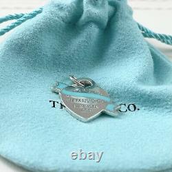 Please Return to Tiffany & Co. Silver Blue Enamel Ribbon Heart Charm POUCH