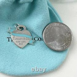 Please Return to Tiffany & Co. Silver Blue Enamel Ribbon Heart Charm POUCH