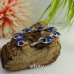 QVC Vintage Italian 7.25 Bracelet in Solid Silver 925 with Blue Enamel $499