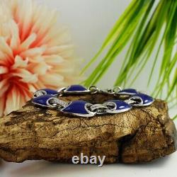 QVC Vintage Italian 7.25 Bracelet in Solid Silver 925 with Blue Enamel $499