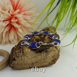 QVC Vintage Italian 7.25 Bracelet in Solid Silver 925 with Blue Enamel $499