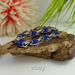 QVC Vintage Italian 7.25 Bracelet in Solid Silver 925 with Blue Enamel $499