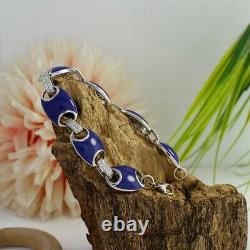 QVC Vintage Italian 7.25 Bracelet in Solid Silver 925 with Blue Enamel $499