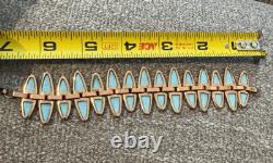 RARE 1960s MATISSE RENOIR COPPER & BLUE ENAMEL BRACELET SIGNED