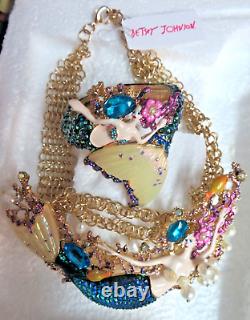 RARE Betsey Johnson MERMAID SET Necklace & Bracelet ENAMELED jeweled PEARLS NWT