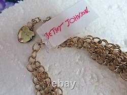 RARE Betsey Johnson MERMAID SET Necklace & Bracelet ENAMELED jeweled PEARLS NWT