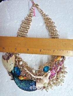 RARE Betsey Johnson MERMAID SET Necklace & Bracelet ENAMELED jeweled PEARLS NWT