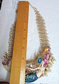 RARE Betsey Johnson MERMAID SET Necklace & Bracelet ENAMELED jeweled PEARLS NWT