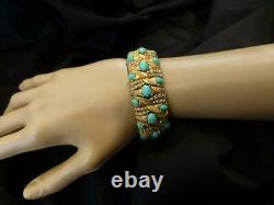 RARE! CINER Turquoise Cabochon Pavé Rhinestone Moghul Jewels Of India Bracelet