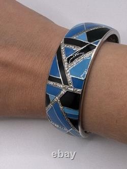 RARE LUXURY Belle Etoile bracelet Size M. Delano Blue Black Enamel Silver 925