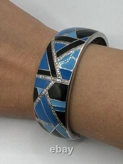 RARE LUXURY Belle Etoile bracelet Size M. Delano Blue Black Enamel Silver 925