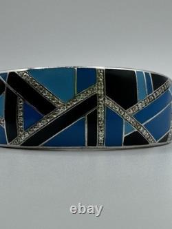 RARE LUXURY Belle Etoile bracelet Size M. Delano Blue Black Enamel Silver 925