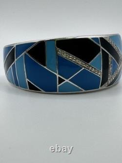 RARE LUXURY Belle Etoile bracelet Size M. Delano Blue Black Enamel Silver 925