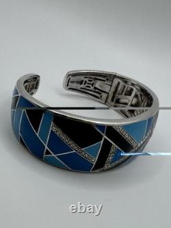 RARE LUXURY Belle Etoile bracelet Size M. Delano Blue Black Enamel Silver 925