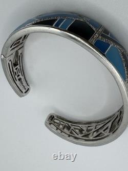 RARE LUXURY Belle Etoile bracelet Size M. Delano Blue Black Enamel Silver 925