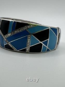 RARE LUXURY Belle Etoile bracelet Size M. Delano Blue Black Enamel Silver 925