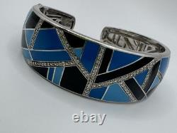 RARE LUXURY Belle Etoile bracelet Size M. Delano Blue Black Enamel Silver 925