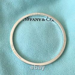 RARE NEW Tiffany & Co. Silver Blue Enamel Stripe Bangle Bracelet POUCH BOX