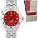 Rare Omega Seamaster Professional Marui Red Wave Automatic 36mm Watch 2552.61