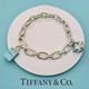 Rare Tiffany & Co Blue Enamel Clasping Oval Link Silver Bracelet With Charms