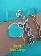 Rare Tiffany & Co Silver 925 Lg Blue Enamel Heart Tag Charm Heavy Chain Bracelet