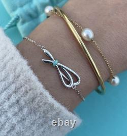 RARE Tiffany & Co. Sterling Silver 925 Blue Enamel Bow Ribbon Bracelet