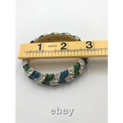 RARE Vintage Sarah Coventry Vintage Green Blue Enamel Rhinestone Bangle Bracelet