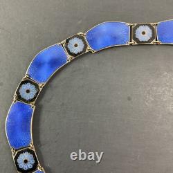 RARE Vintage Sterling Silver & Enamel Bracelet 7 & Necklace 16 Set