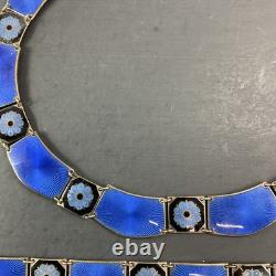RARE Vintage Sterling Silver & Enamel Bracelet 7 & Necklace 16 Set