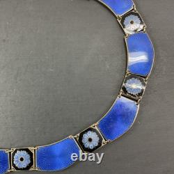 RARE Vintage Sterling Silver & Enamel Bracelet 7 & Necklace 16 Set