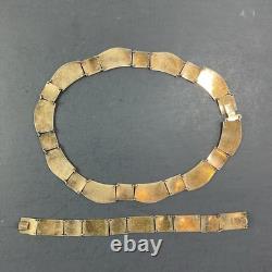 RARE Vintage Sterling Silver & Enamel Bracelet 7 & Necklace 16 Set