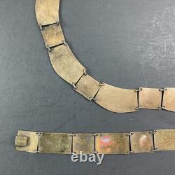 RARE Vintage Sterling Silver & Enamel Bracelet 7 & Necklace 16 Set