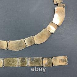 RARE Vintage Sterling Silver & Enamel Bracelet 7 & Necklace 16 Set