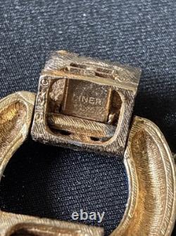 RARE vintage Signed Ciner Blue Enamel Rhinestone Bracelet Great Condition