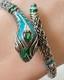 Real Turquois Onyx Topaz 14k White Gold On Solid 925 Snake Enamel Bracelet Blue