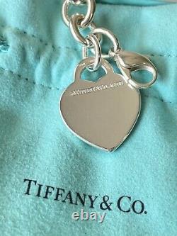 RETIRED Return To Tiffany Med Blue Enamel Splash Heart Bracelet 6.75in Auth New