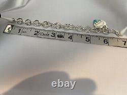 RETIRED Return To Tiffany Med Blue Enamel Splash Heart Bracelet 6.75in Auth New